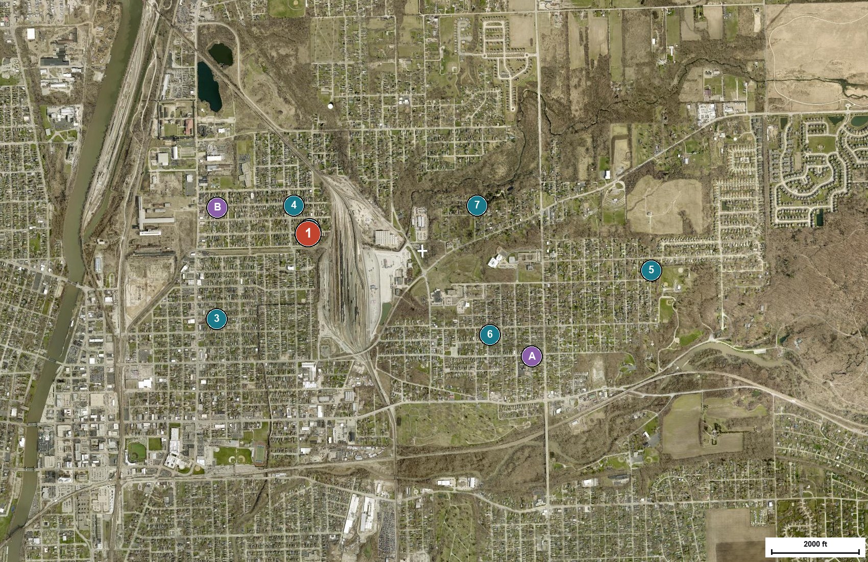 Satellite view of all comparable properties
